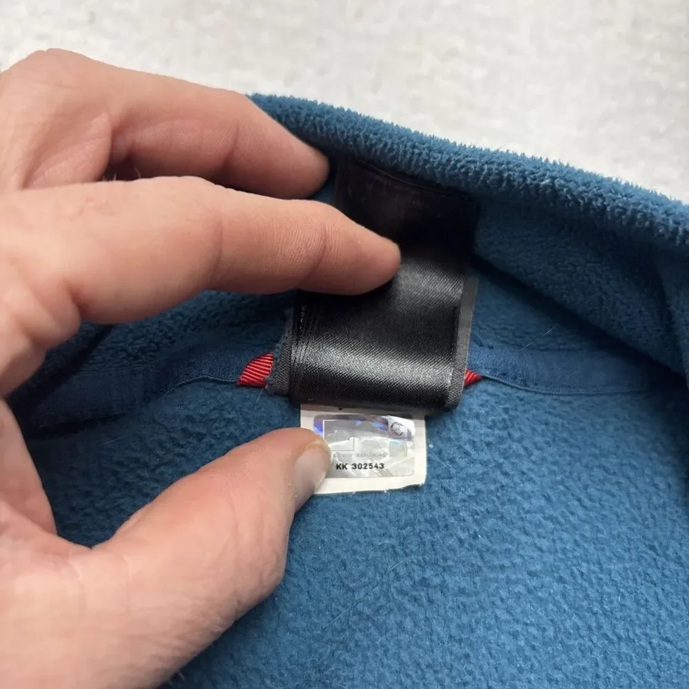 North Face Jacket Mens Large Blue Polartec Fleece Quarter Zip Pullover Hiking